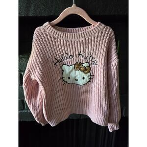 Hello Kitty Sanrio x H&M Girls Pink Knit long sleeve chunky sweater size 5t/6
